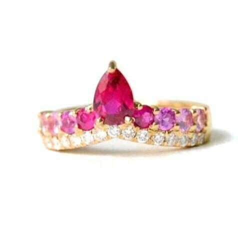 ruby ring with pink sapphires and diamonds