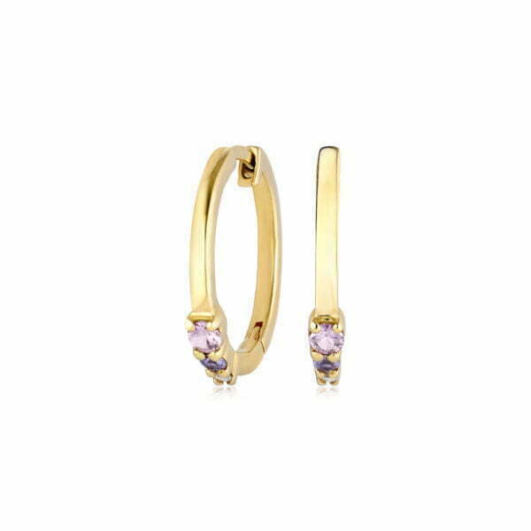 Pastel earrings with sapphires set in 14K yellow gold