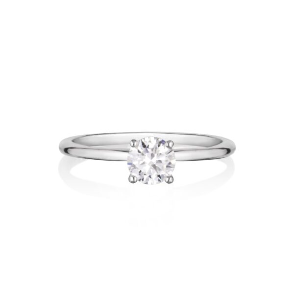 Brilliant cut engagement ring made in 18K white gold