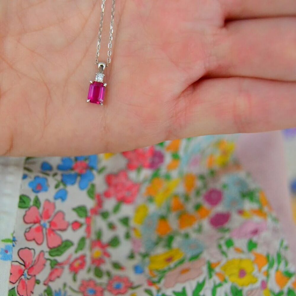 Unheated hot pink ruby necklace