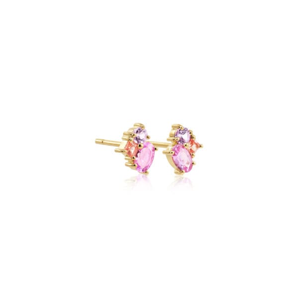 Cluster ear studs with sapphires