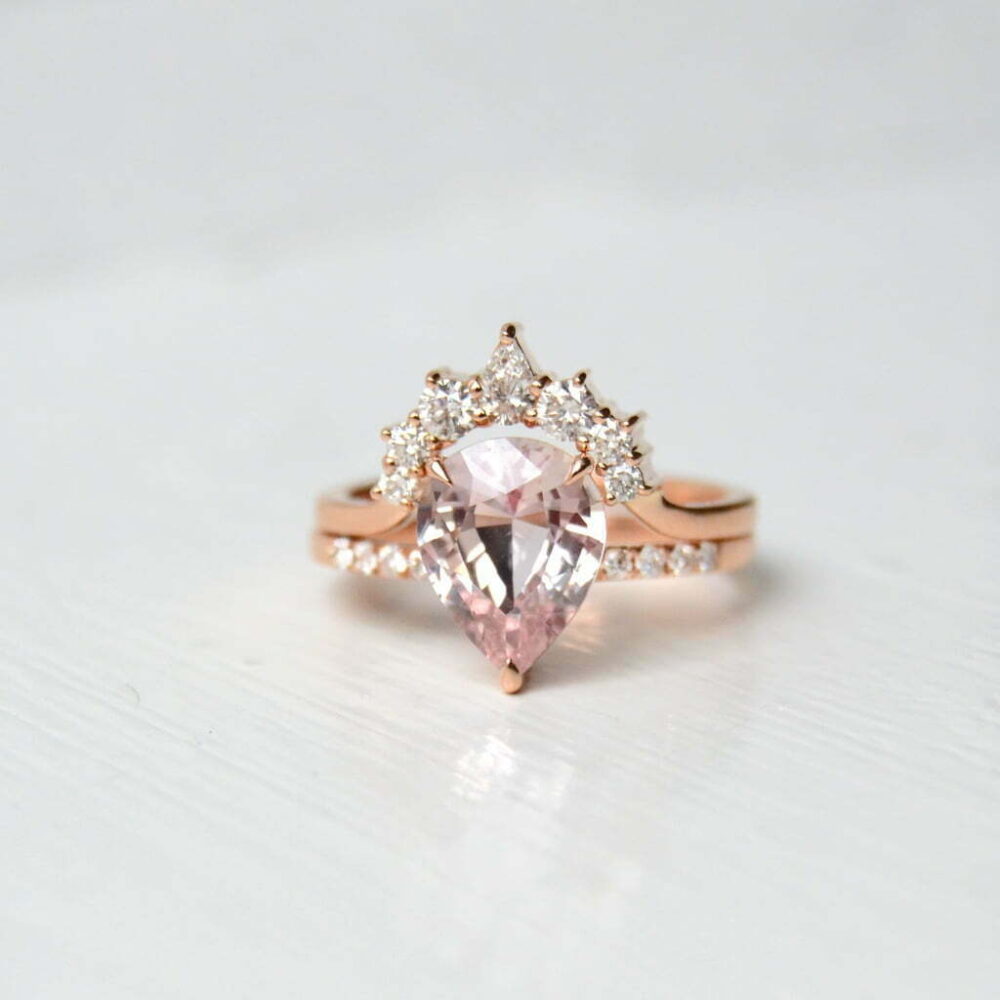 Peach sapphire ring