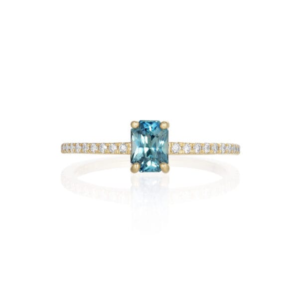 Teal sapphire ring