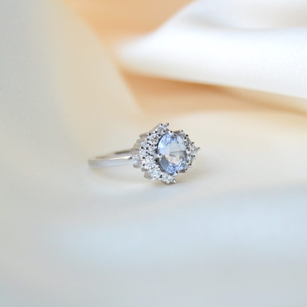 Baby blue sapphire ring