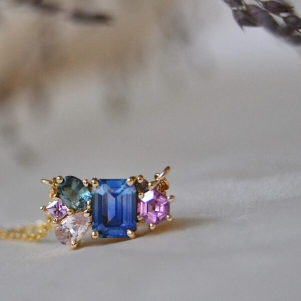 Bi-color sapphire necklace