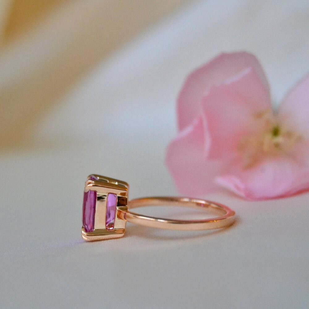 3.45ct cushion pink sapphire solitaire ring