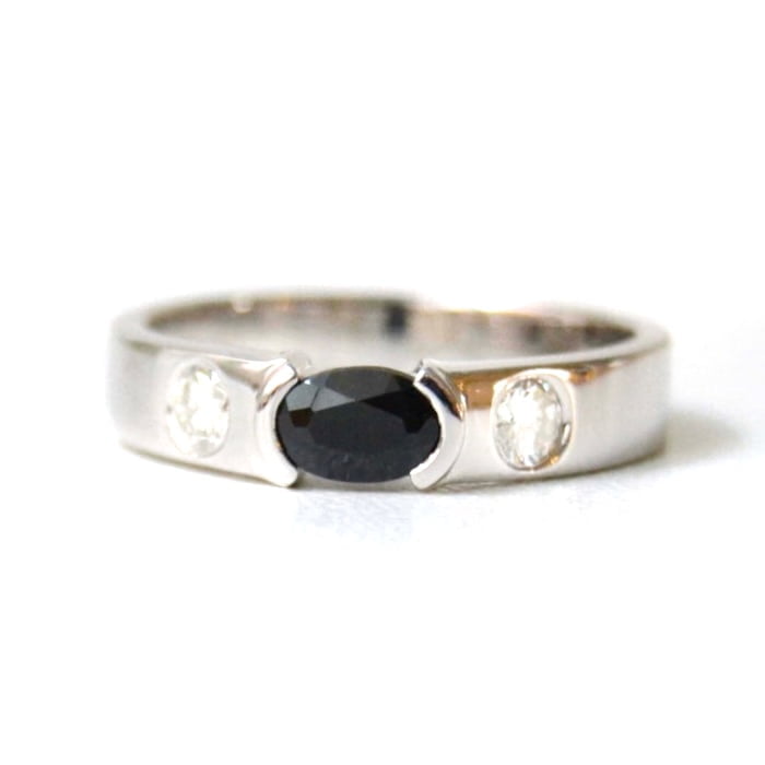 black sapphire ring with diamonds