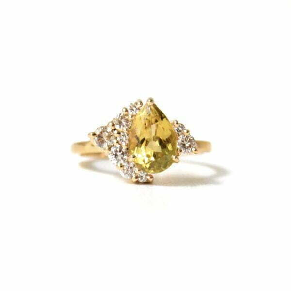 Bi-color tourmaline ring with champagne diamonds set in 18k yellow gold