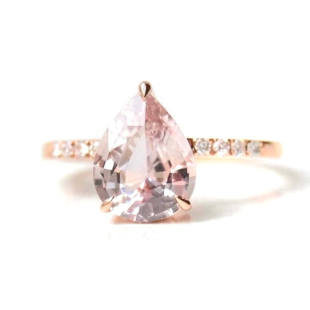 peach sapphire ring with diamonds