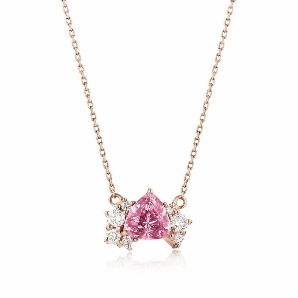 Pink tourmaline necklace with diamonds