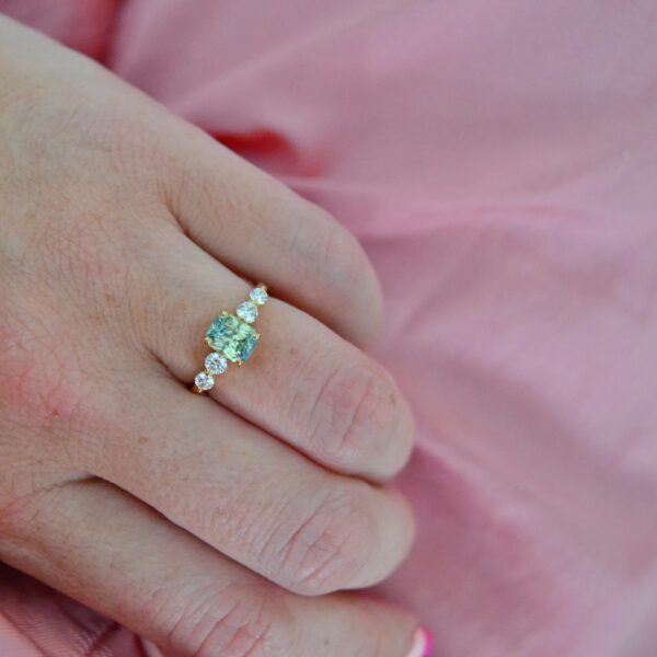 Bi-color sapphire with diamonds