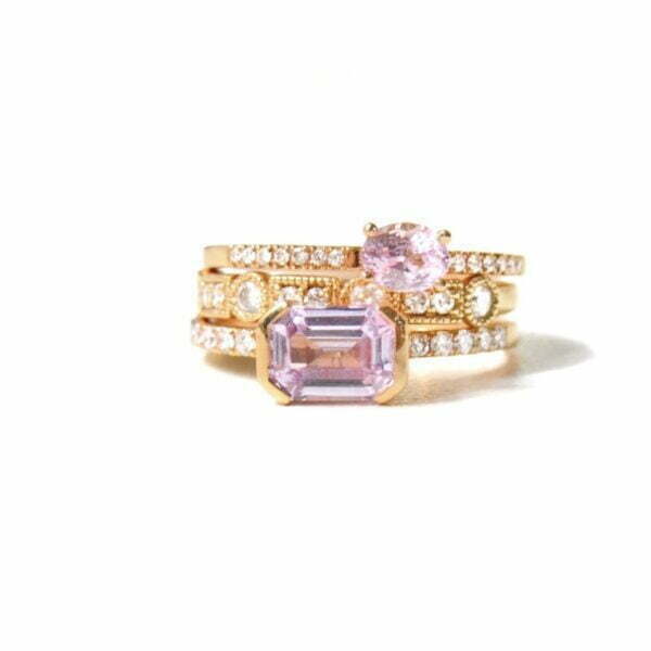 Baby pink sapphire ring stack