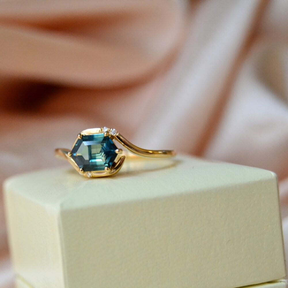 Unheated bi-color sapphire ring