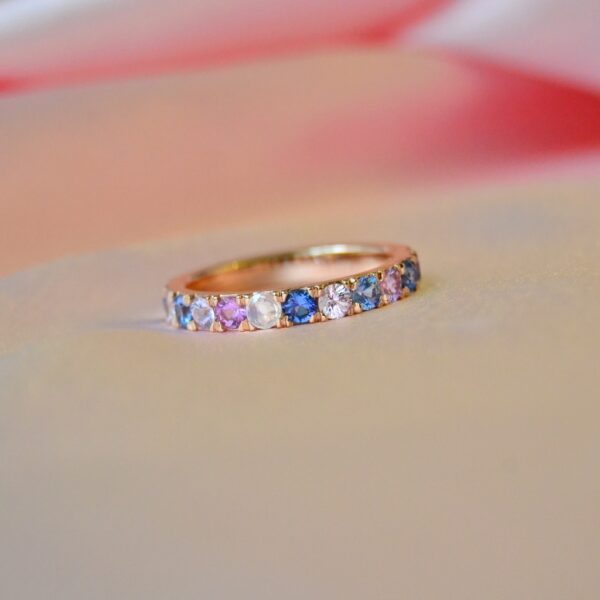 Sapphire and moonstone band