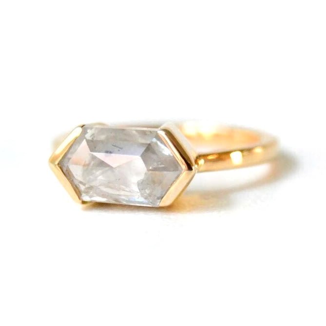 east west ring With salt and pepper diamond