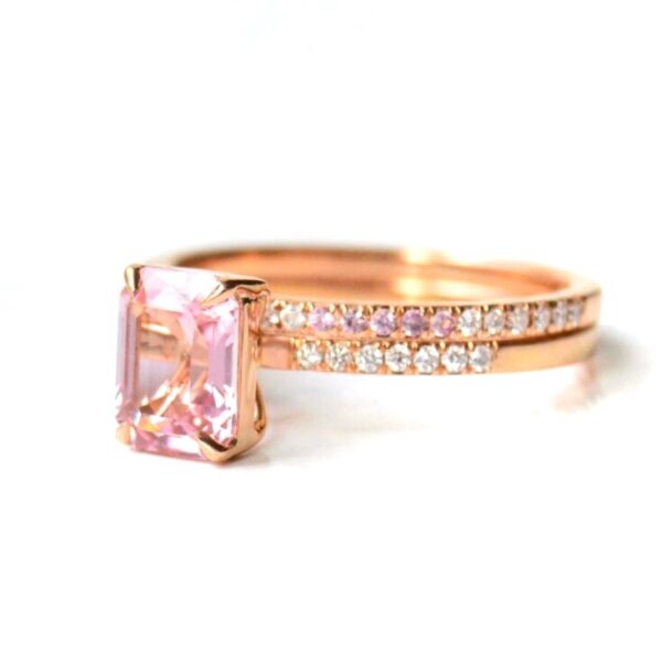 wedding stack with pink tourmaline and diamonds