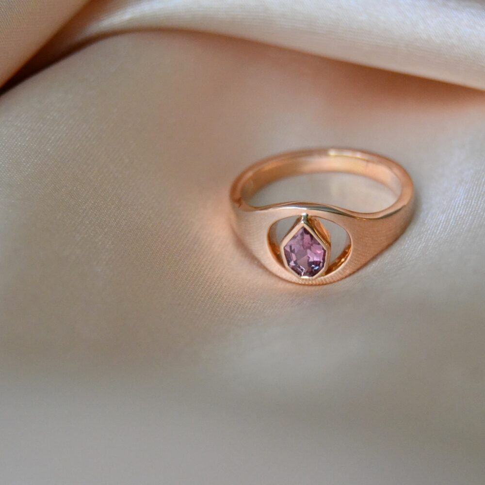 Fancy cut sapphire signet ring