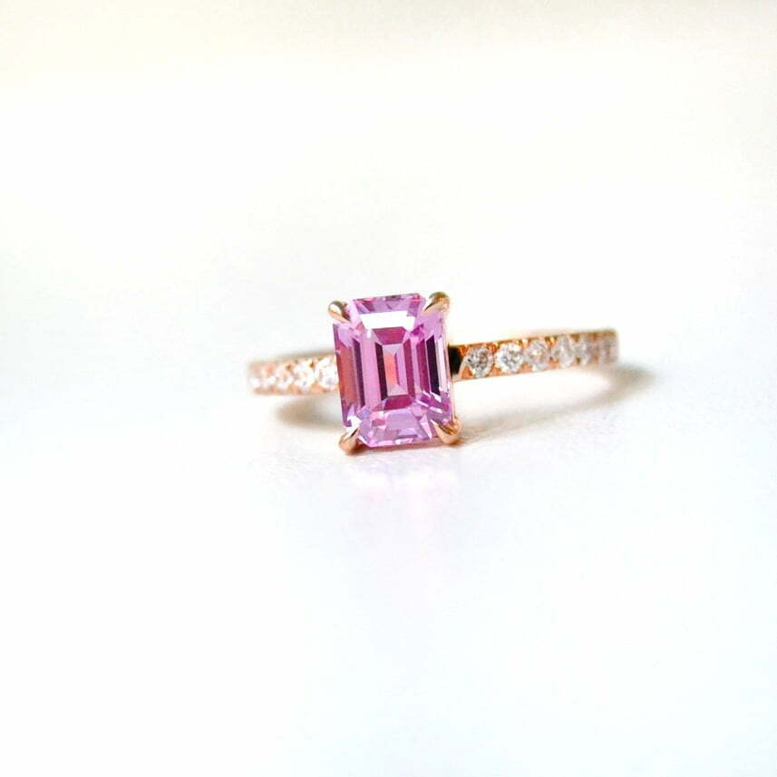 Pink sapphire emerald cut