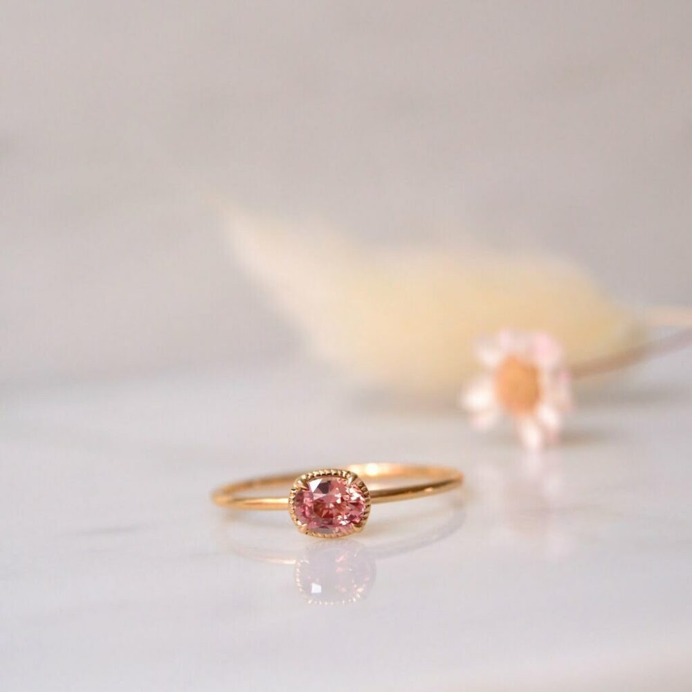 Peach sapphire ring