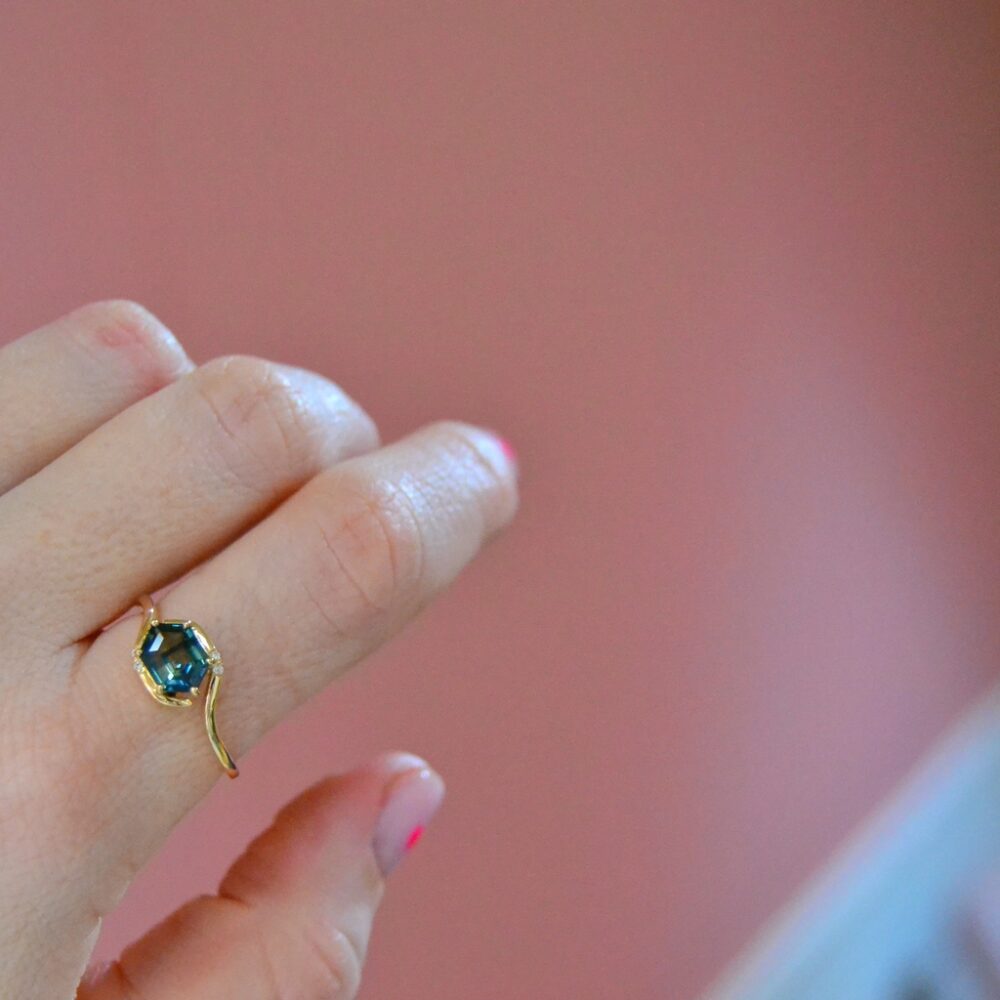 Unheated bi-color sapphire ring