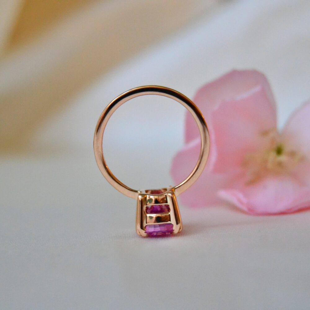 3.45ct cushion pink sapphire solitaire ring