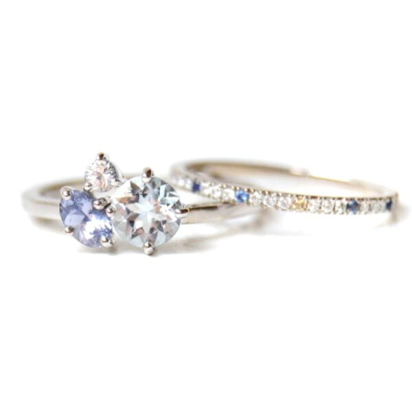 aquamarine ring with sapphires and diamonds