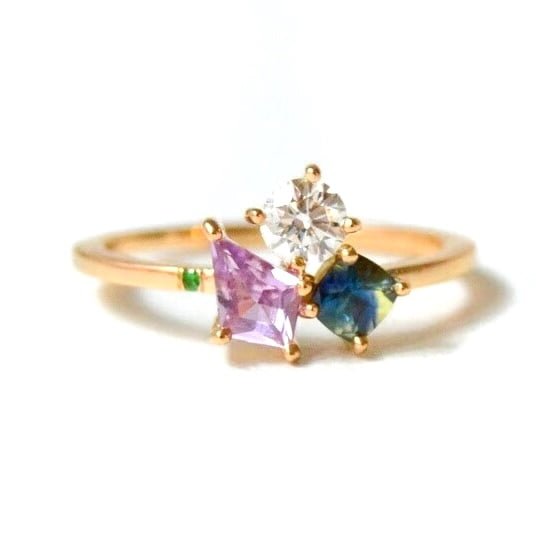 cluster ring with sapphires and diamonds