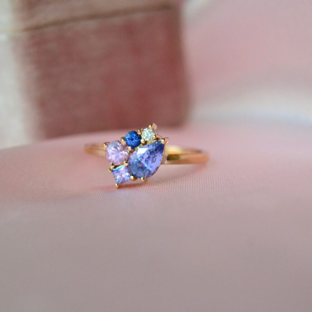 Lavender sapphire cluster ring