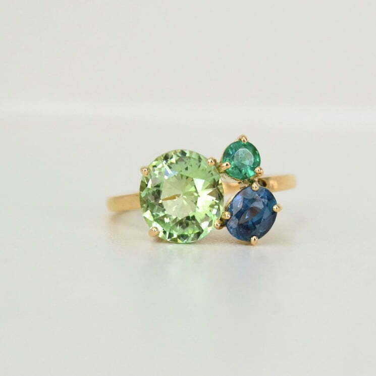 Birthstone ring with tourmaline set in 18K yellow gold
