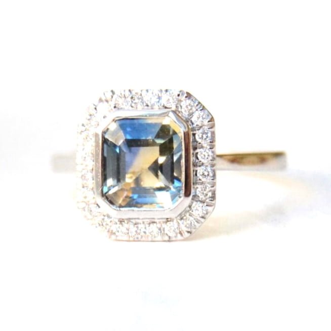 unheated bi-color sapphire ring