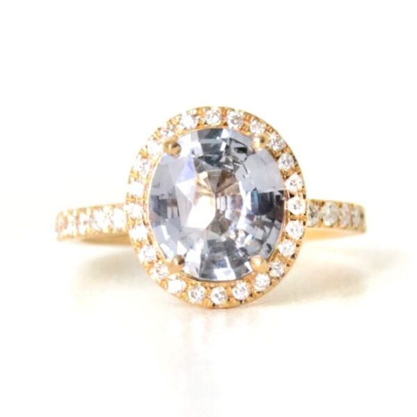 Spinel Halo Engagement Ring with diamonds