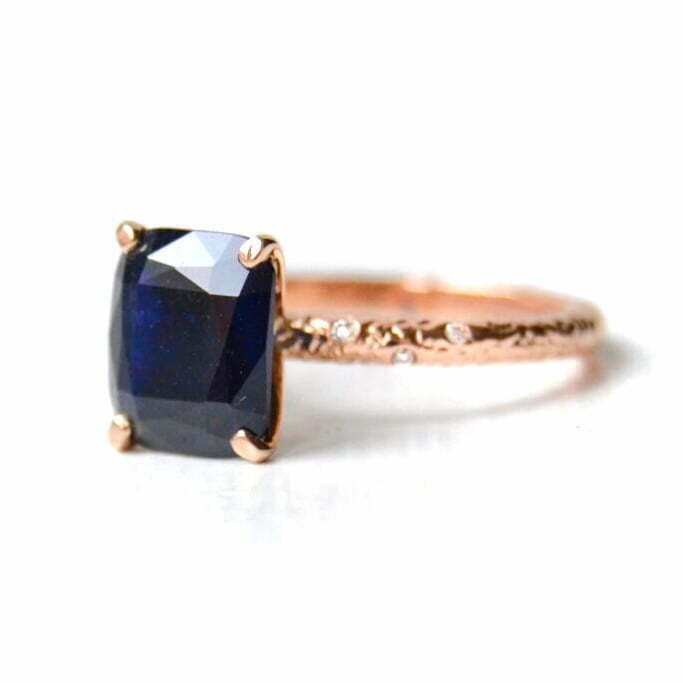 Black sapphire ring in rose gold