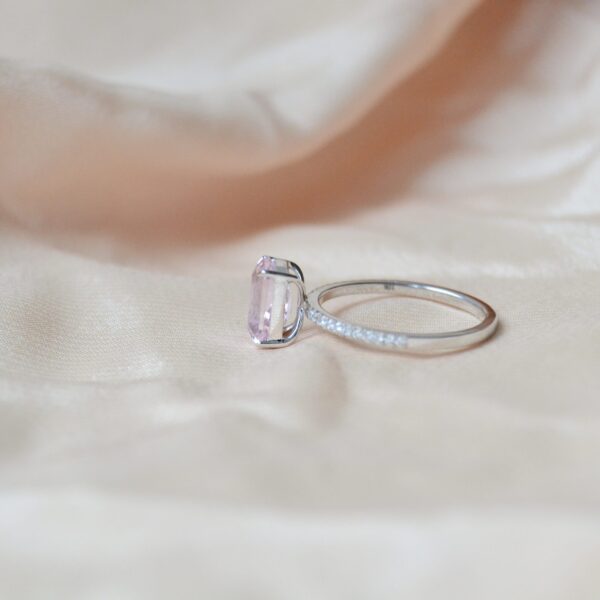 Baby pink sapphire ring with diamonds
