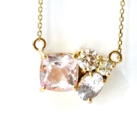 Tourmaline necklace with diamonds set in 18k yellow gold