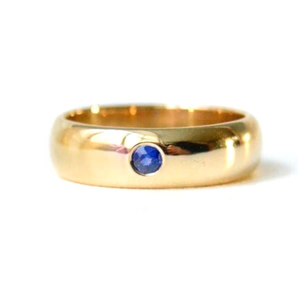wedding band with blue sapphire