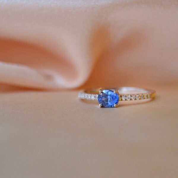Blue sapphire east west ring