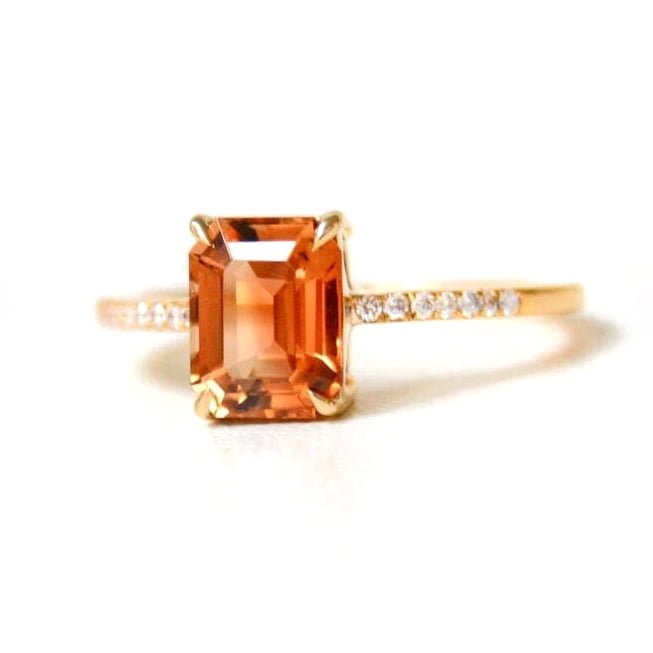 orange tourmaline ring with diamonds