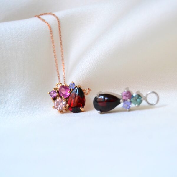 Garnet necklace with gems from heirloom jewellery