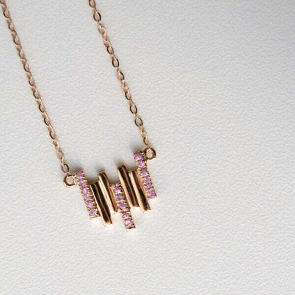 Baby pink sapphire necklace in 18K rose gold