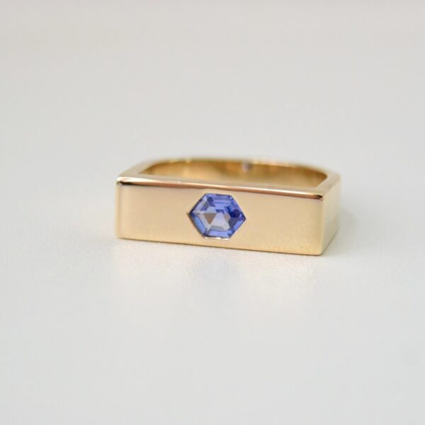 Blue sapphire signet ring