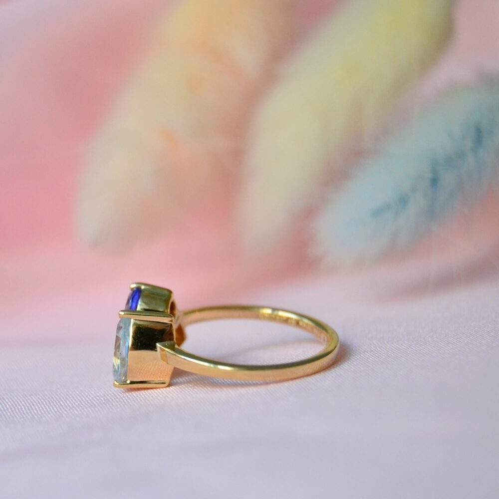 Birthstone ring with cluster set gems