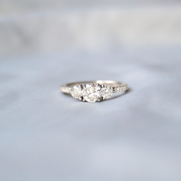 0.50ct three stone diamond engagement ring