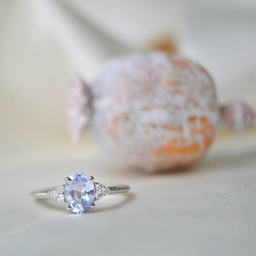 BABY BLUE SAPPHIRE RING WITH DIAMONDS