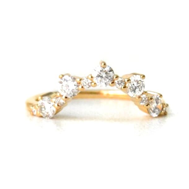 Diamond Crown Wedding Ring In 18k yellow gold