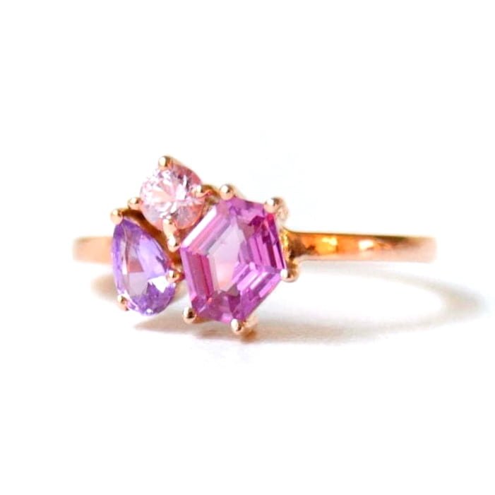 pink sapphire ring made of 18k rose gold