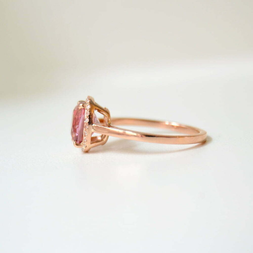 Pink Tourmaline Halo ring