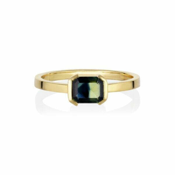 Bi-color sapphire ring set in 18K yellow gold