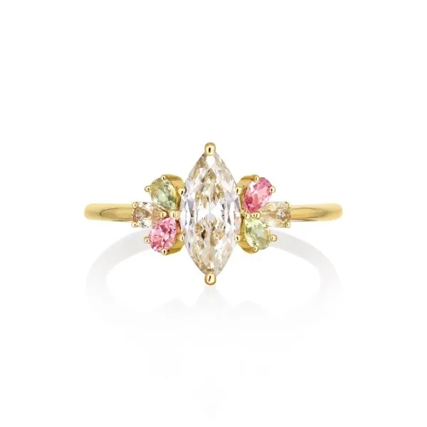 Diamond cluster engagement ring