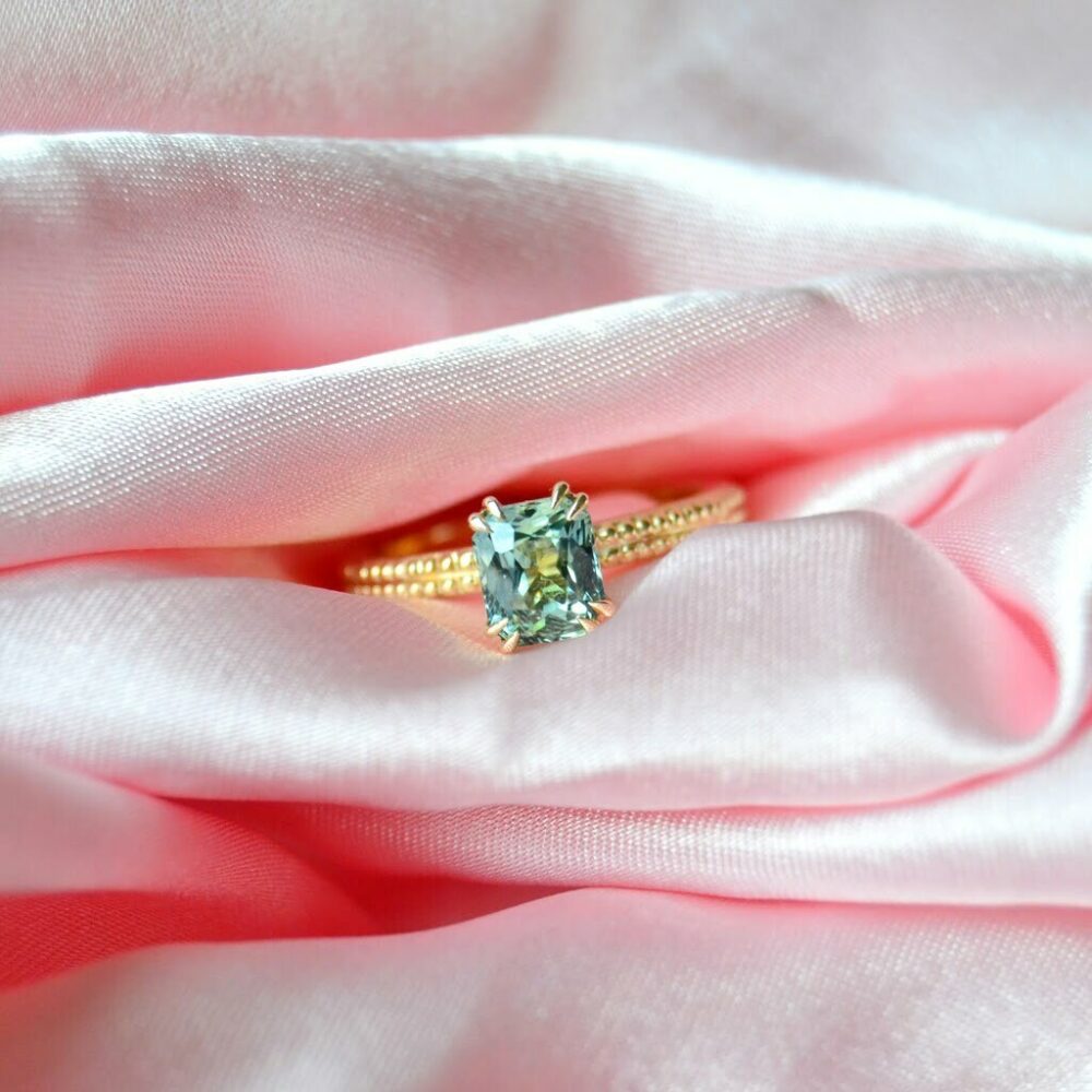 Custom green sapphire ring