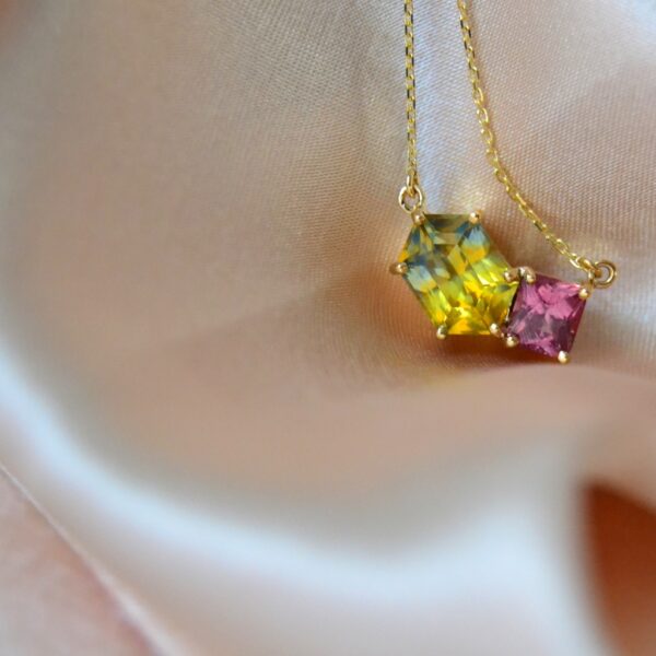 Unheated bi-color sapphire necklace